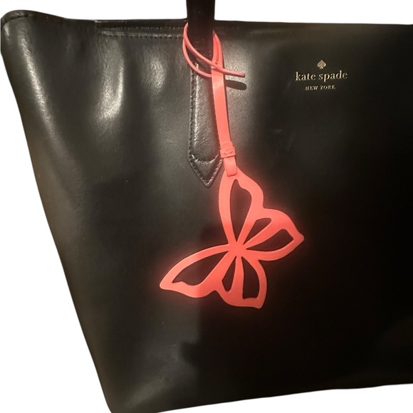 Kate Spade New York Marlee Black Tote with Pink Butterfly Accent - Picture 11 of 17